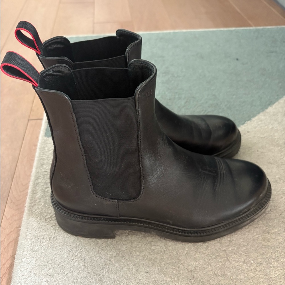 Black Leather Chelsea Boots, 8.5
